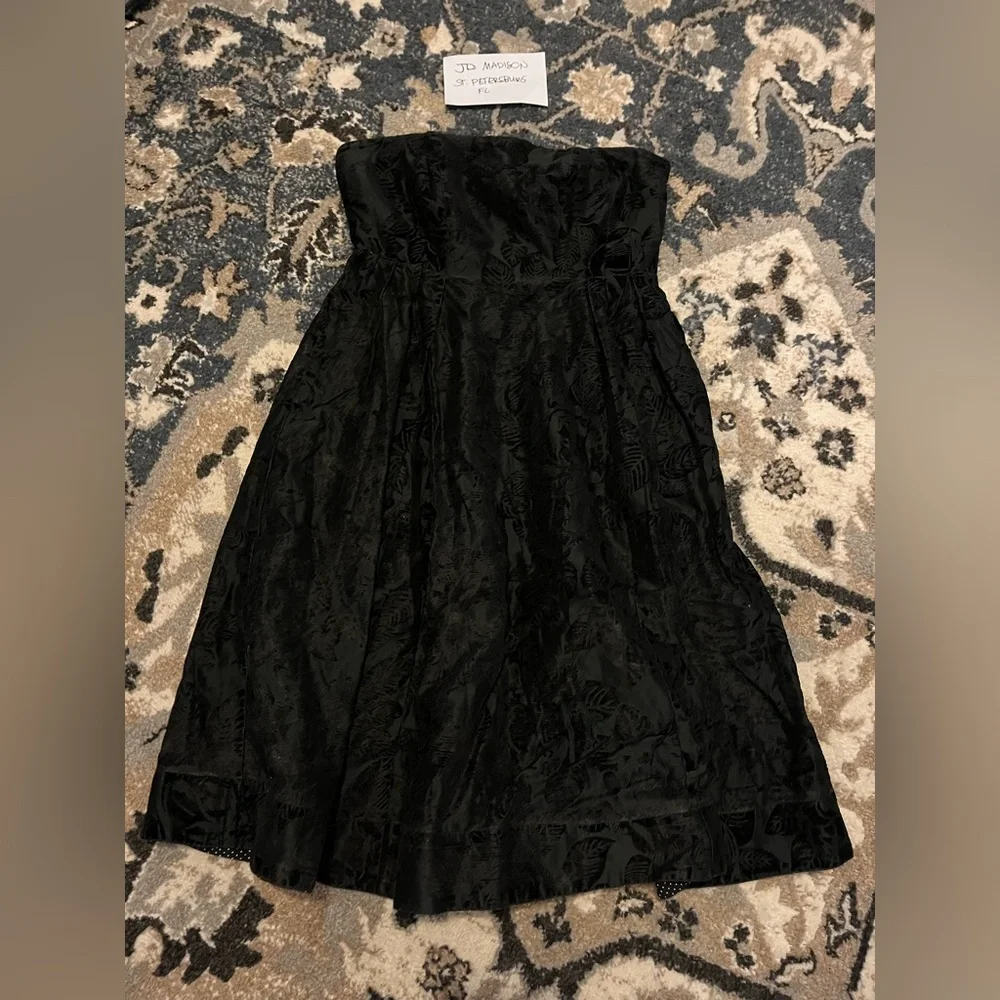 Anthropologie Maeve Brocade Dress Elegant Black Strapless Dress - Picture 1 of 3